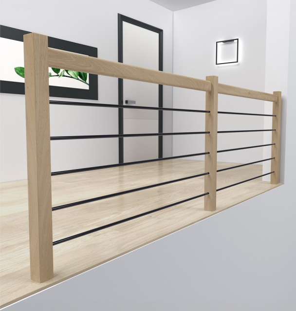 Balustrada ochronna HELSINKI dąb i aluminium Black